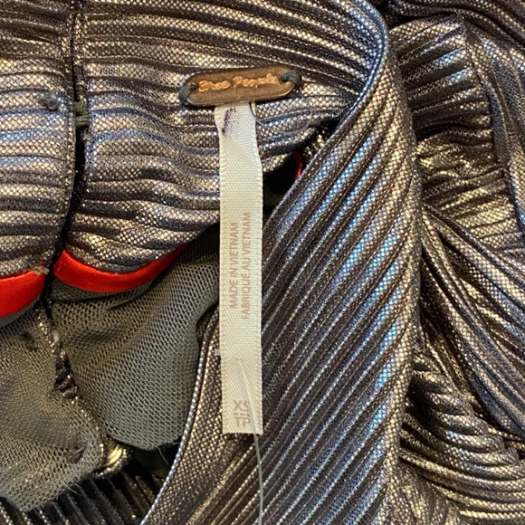 New! Free People Mila Metallic open back leg slit Maxi Dress nwot 33723 - Picture 12 of 15